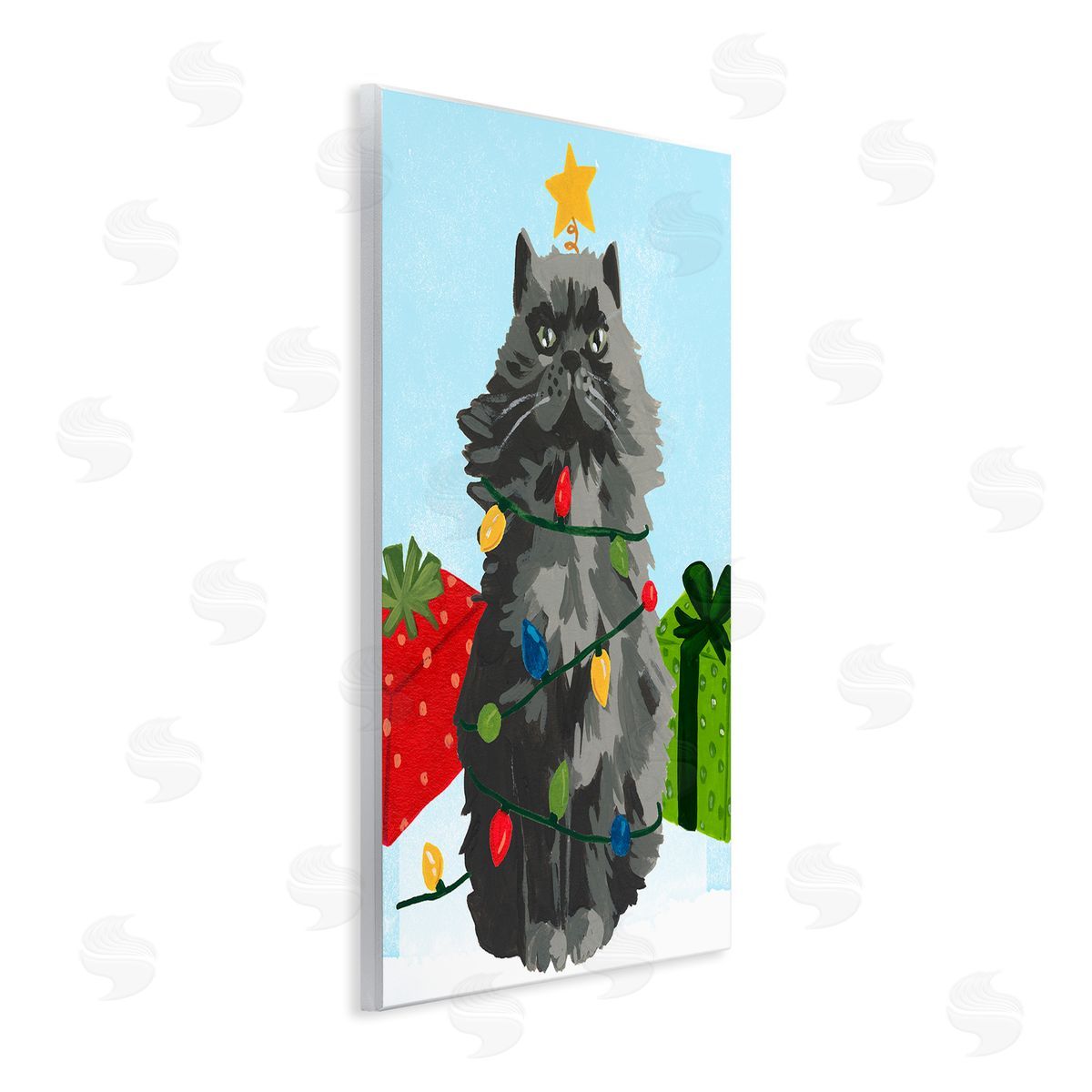 Meowy Hissmas Cat Wood Plaque Wall Art, Home Decor by June Erica Vess