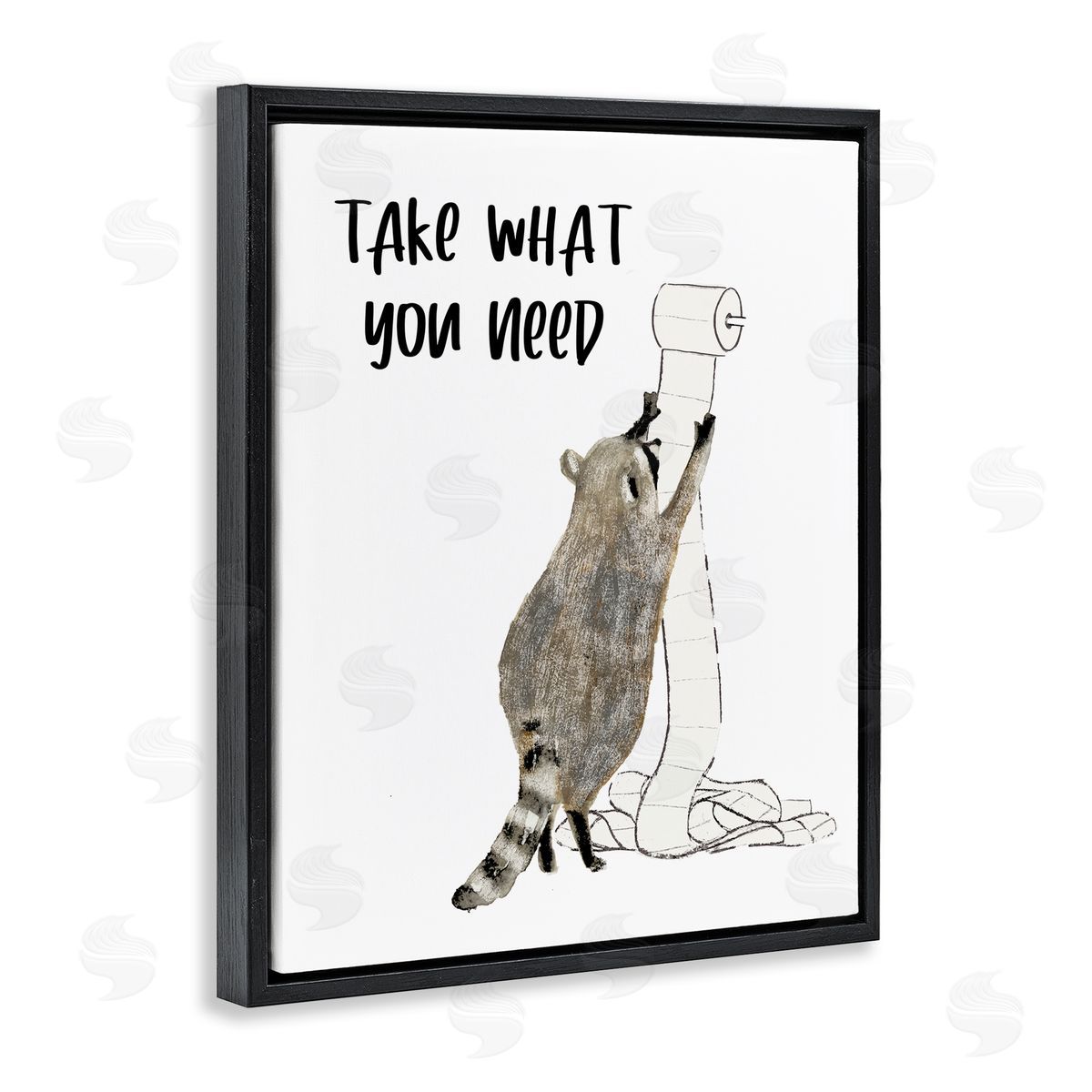 Take What You Need Racoon Black Floating Frame Canvas Wall Art, Home Decor by Victoria Barnes