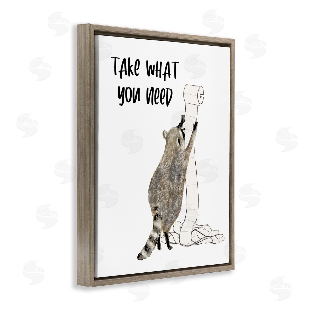 Take What You Need Racoon Brown Floating Frame Canvas Wall Art, Home Decor by Victoria Barnes