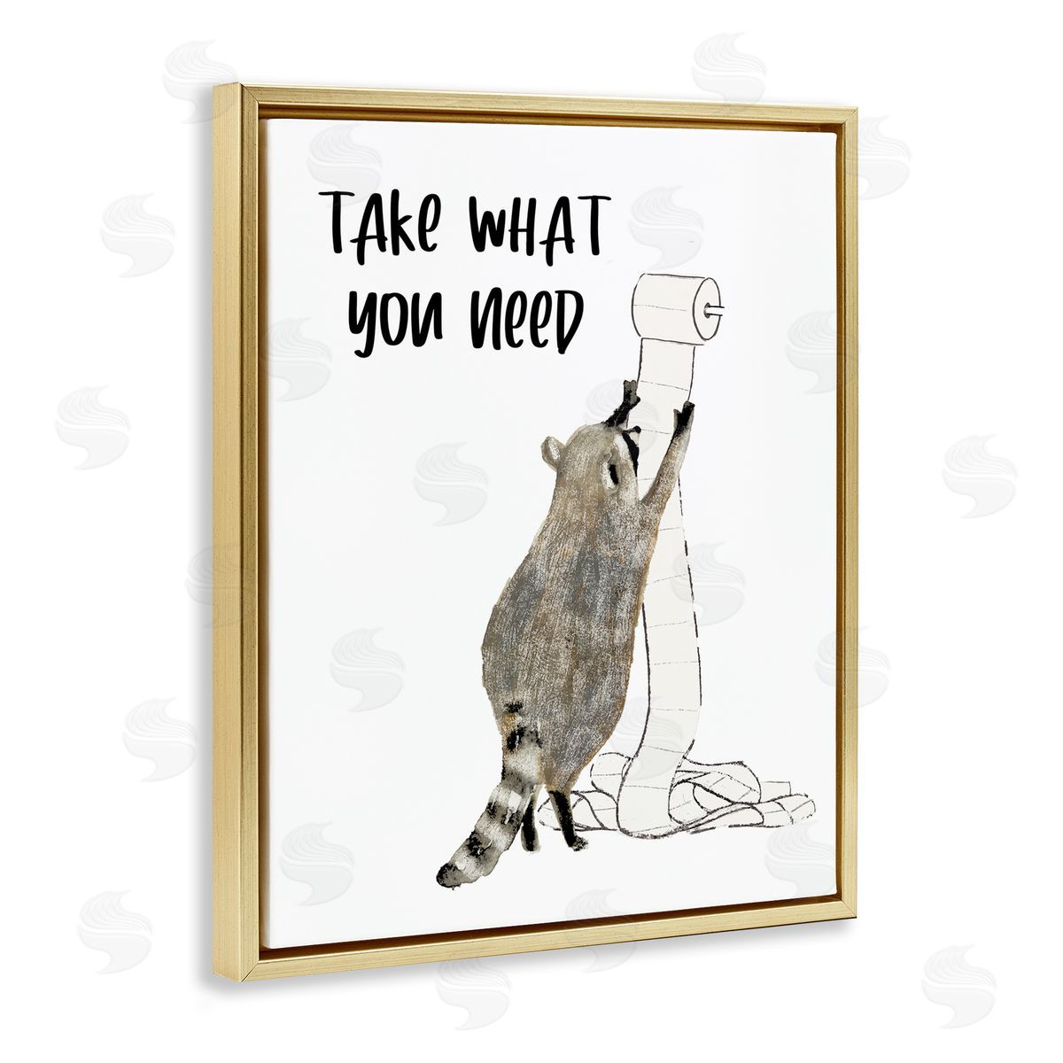 Take What You Need Racoon Gold Floating Frame Canvas Wall Art, Home Decor by Victoria Barnes