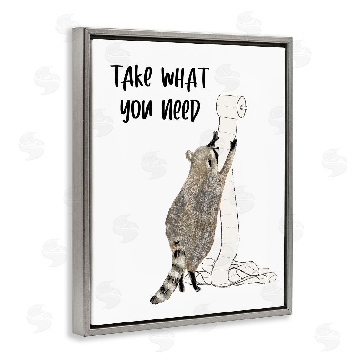 Take What You Need Racoon Grey Floating Frame Canvas Wall Art, Home Decor by Victoria Barnes
