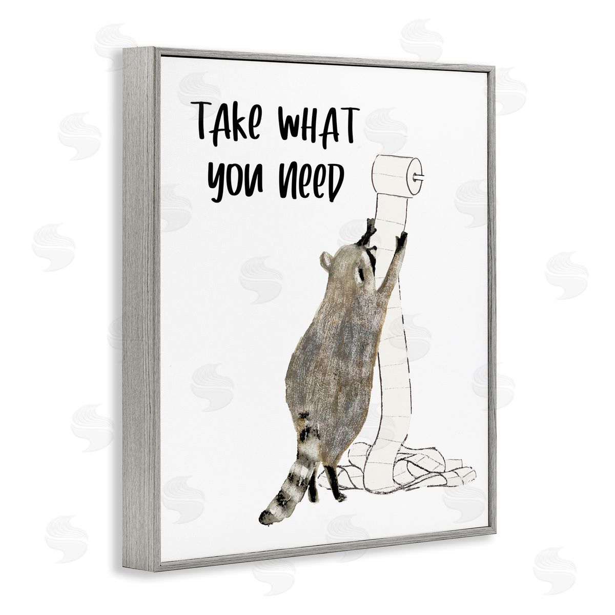 Take What You Need Racoon Grey Frame Print Wall Art, Home Decor by Victoria Barnes