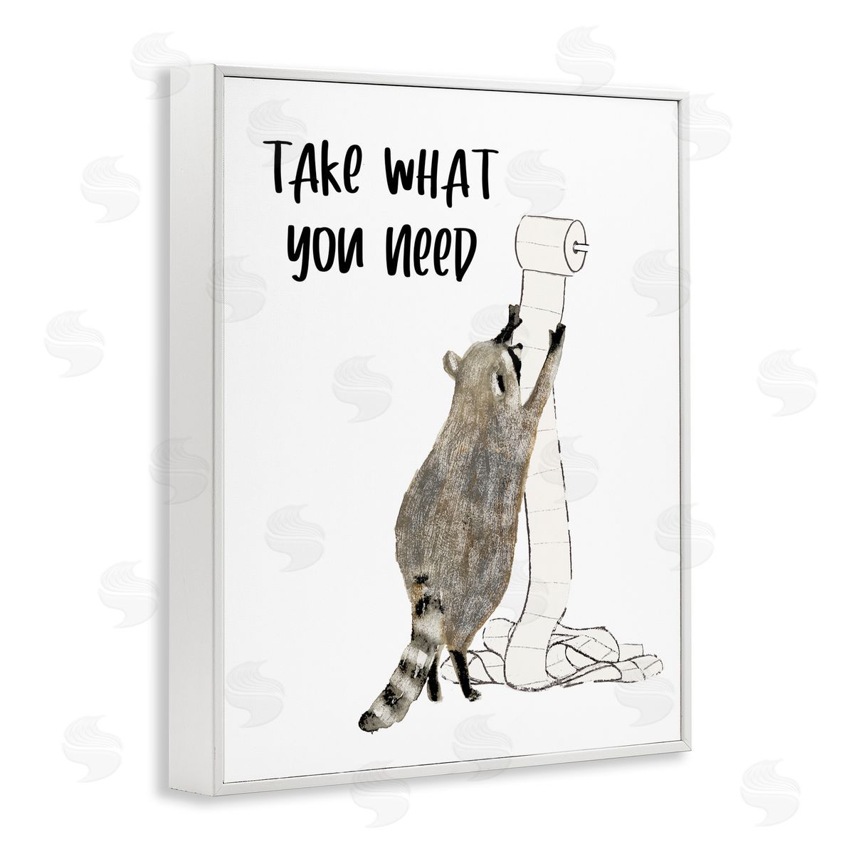 Take What You Need Racoon White Frame Print Wall Art, Home Decor by Victoria Barnes