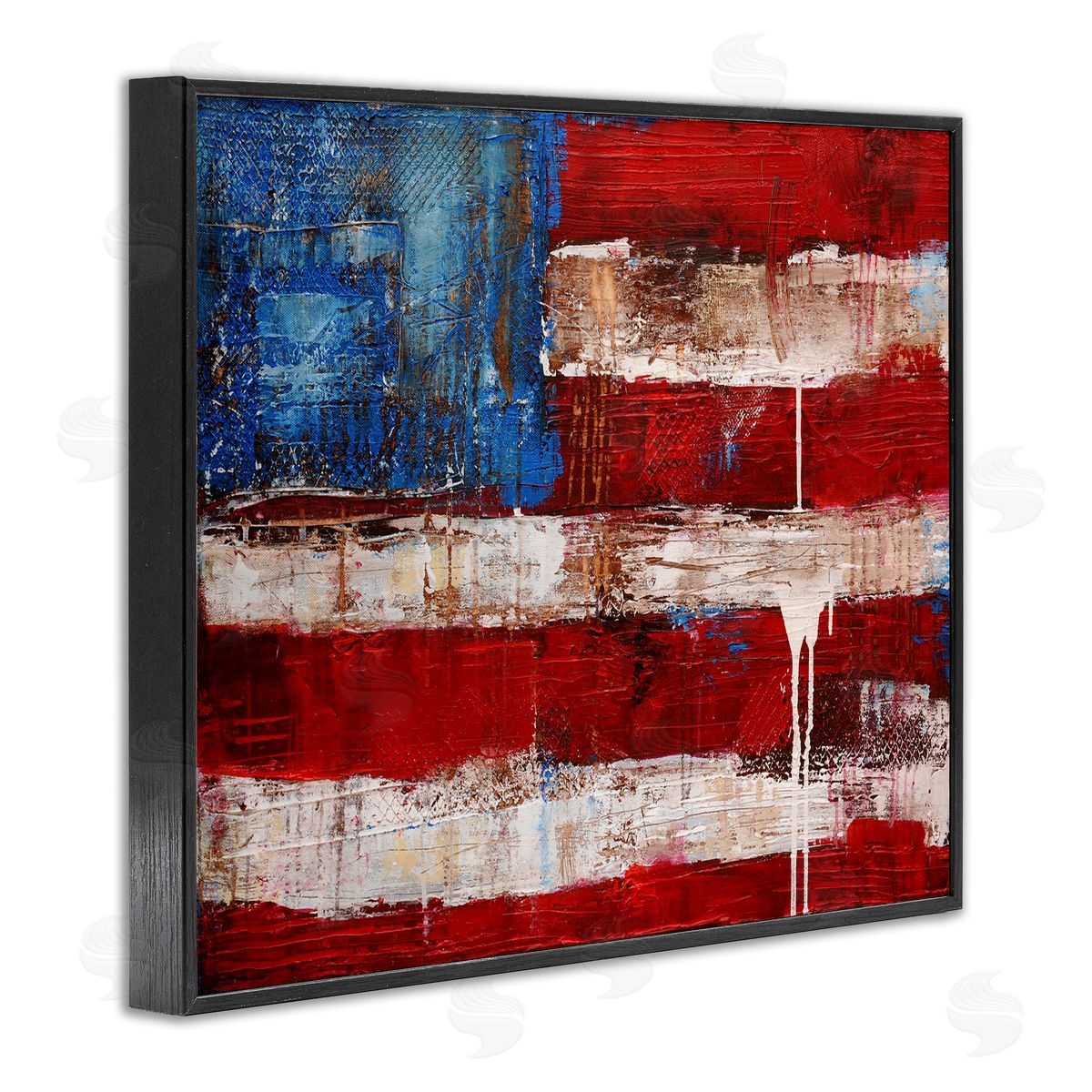 Abstract American Flag Painting Black Frame Print Wall Art, Home Decor by Erin Ashley