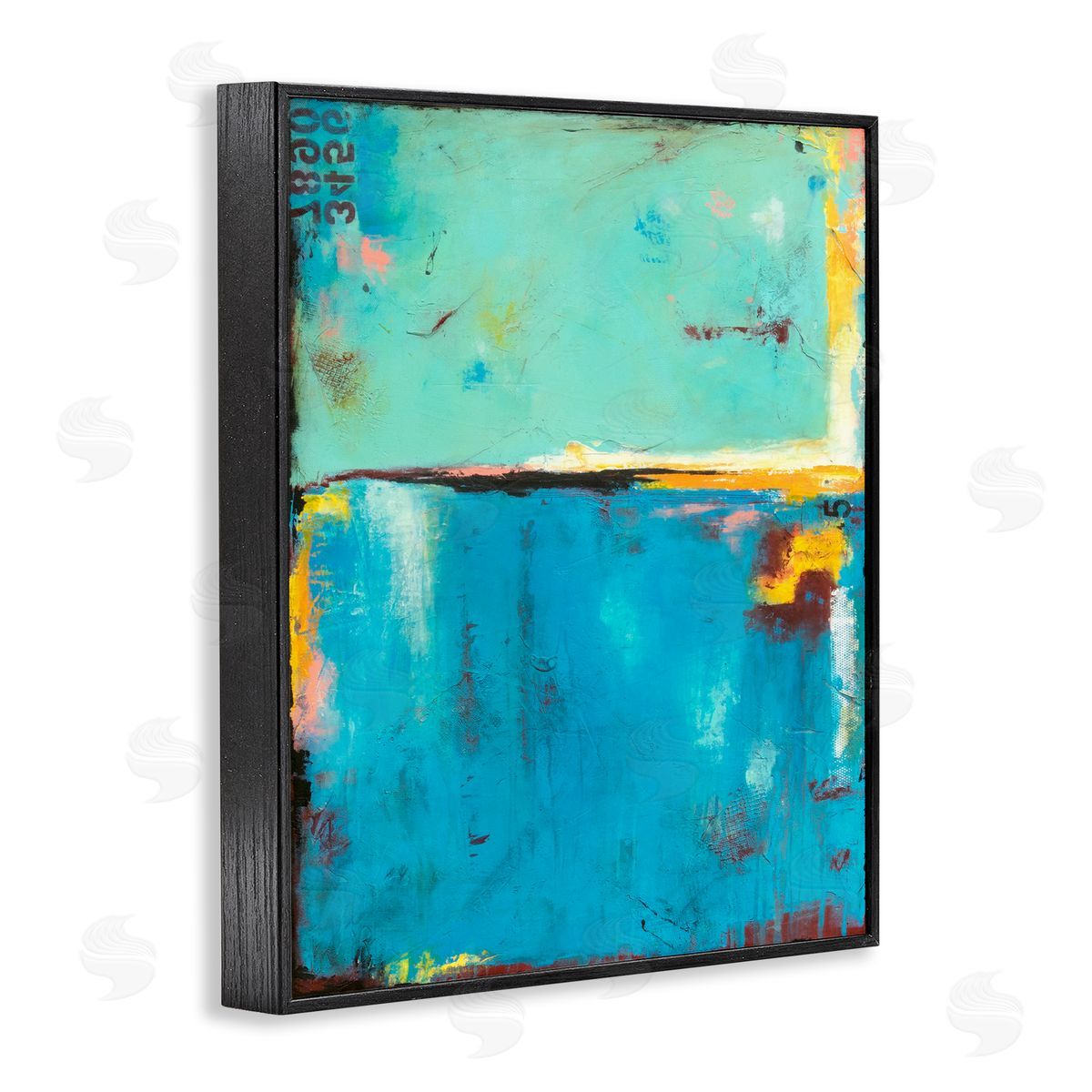 Erin Ashley Blue Design with Numerical Detail Black Framed Giclee Wall Art
