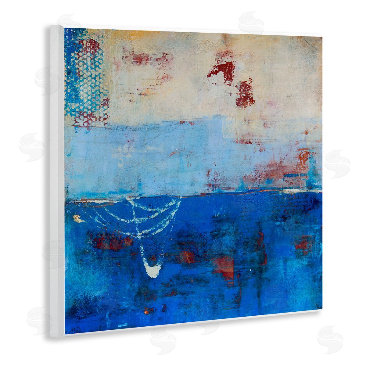 Erin Ashley Blue Color Block with Red Details Wall Plaque Art