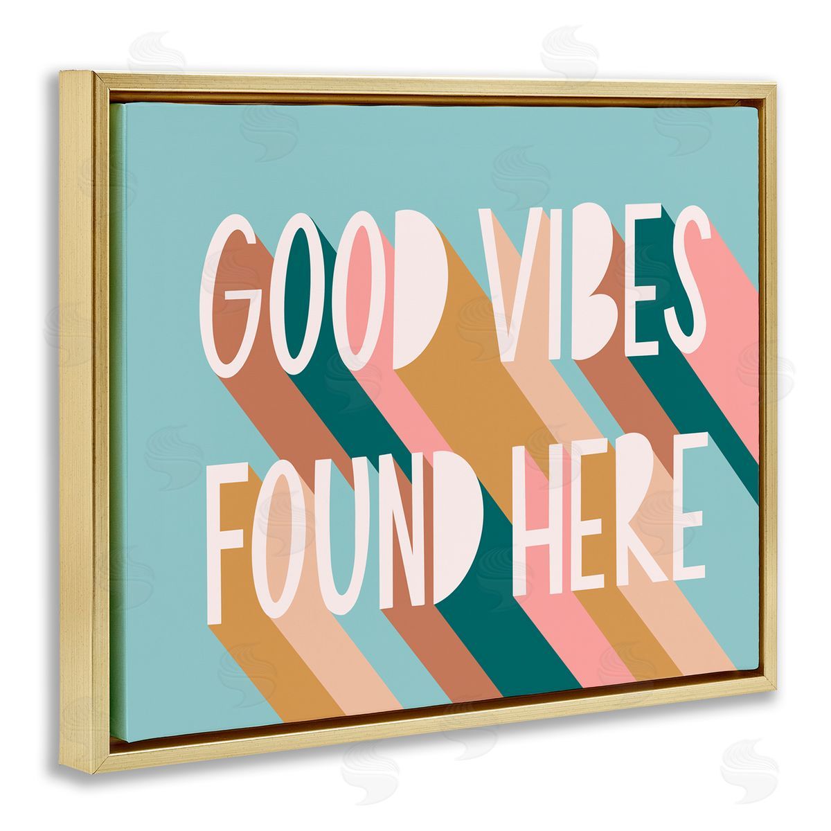 Amanda Houston Good Vibes Found Here Color Pop Gold Floater Frame Canvas Art