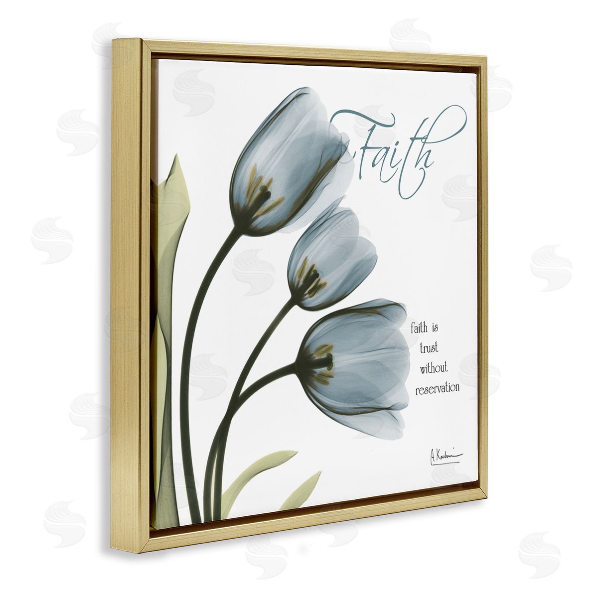 Albert Koetsier Tulip Silhouettes with Faith Quote Gold Floater Frame Canvas Art
