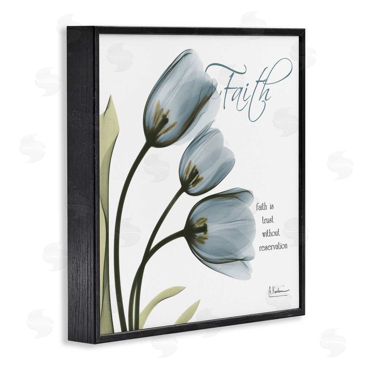 Albert Koetsier Tulip Silhouettes with Faith Quote Black Framed Giclee Wall Art