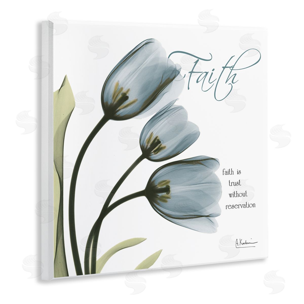 Albert Koetsier Tulip Silhouettes with Faith Quote Wall Plaque Art