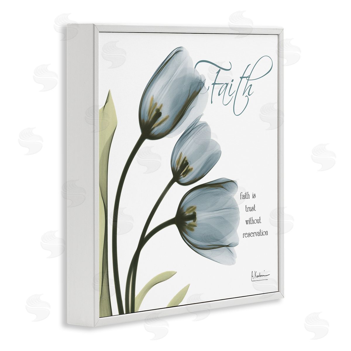Albert Koetsier Tulip Silhouettes with Faith Quote White Framed Giclee Wall Art
