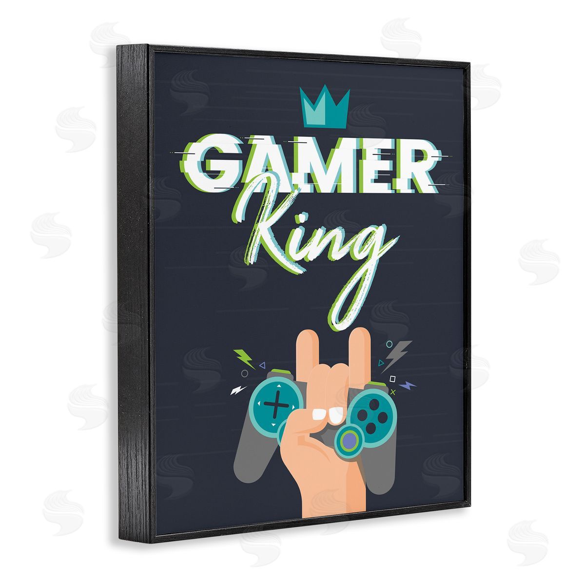 Angela Nickeas Gamer King Video Game Phrase Black Framed Giclee Wall Art