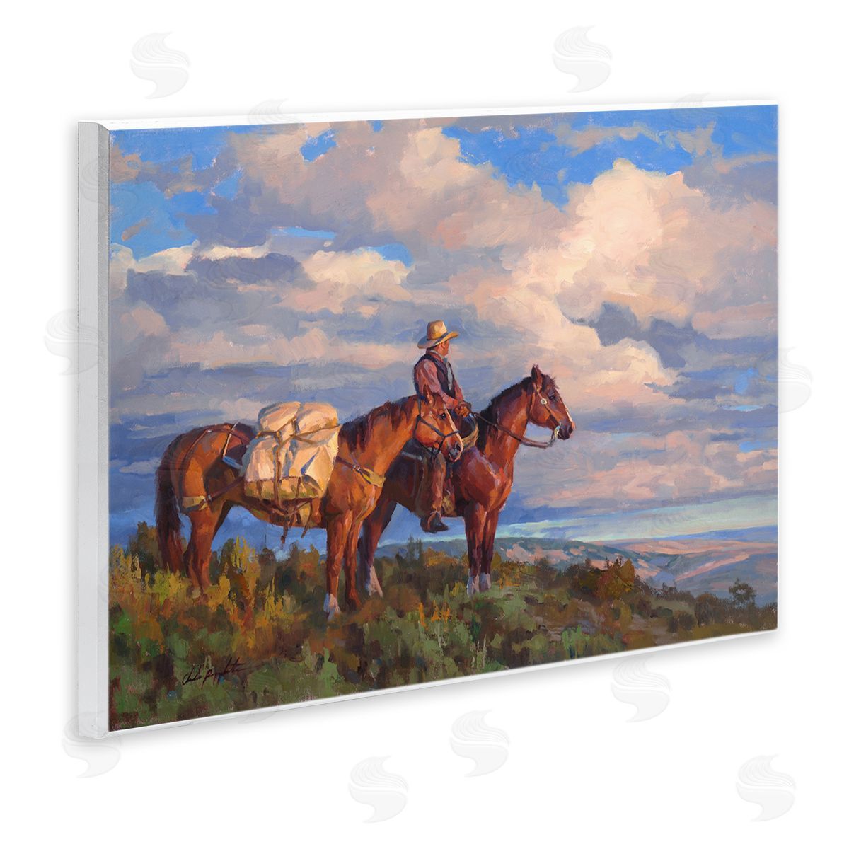 Chad Poppleton Cowboy with Horses Countryside Wall Plaque Art