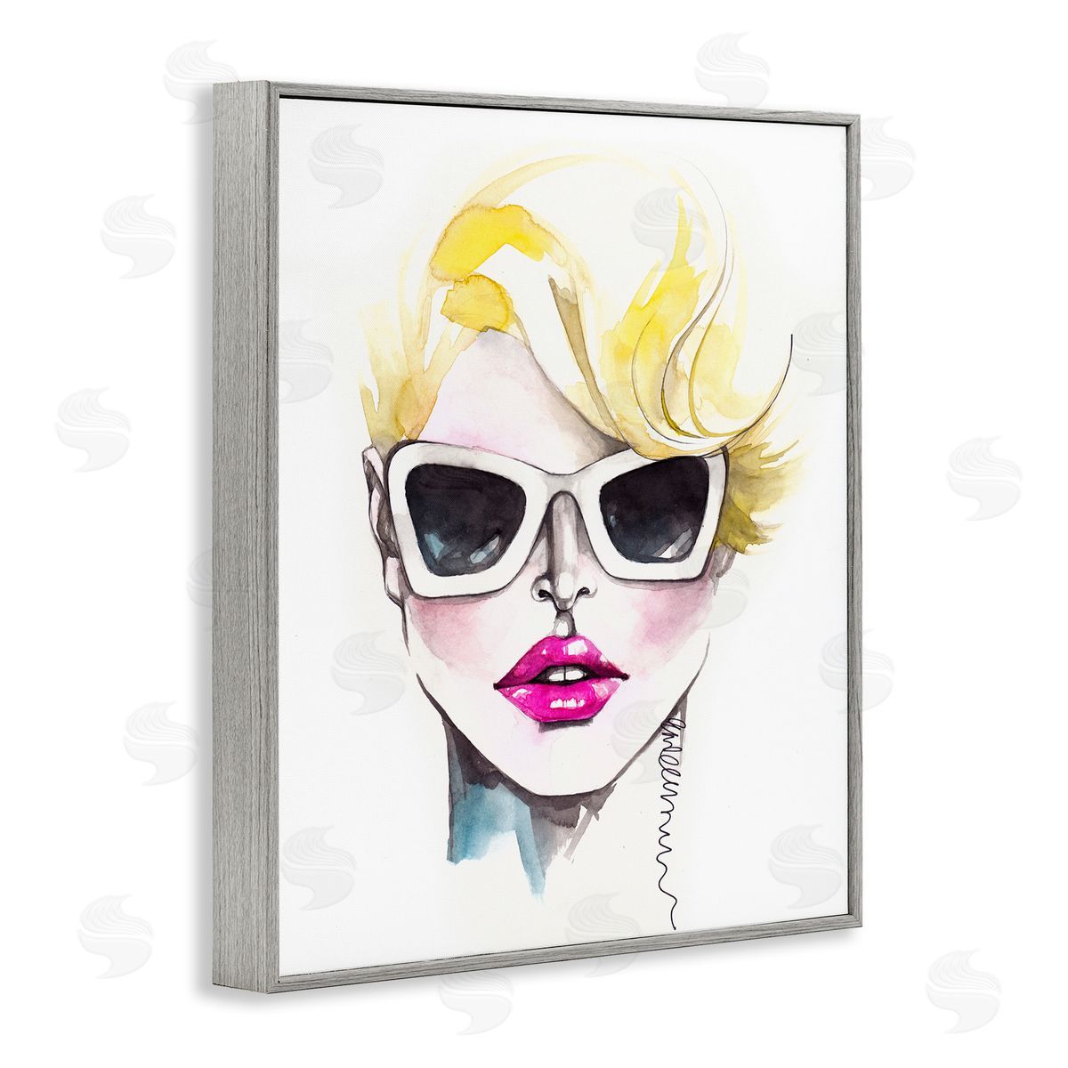 Elisaveta Stoilova Female Fashion Portrait Sunglasses Gray Framed Giclee Wall Art