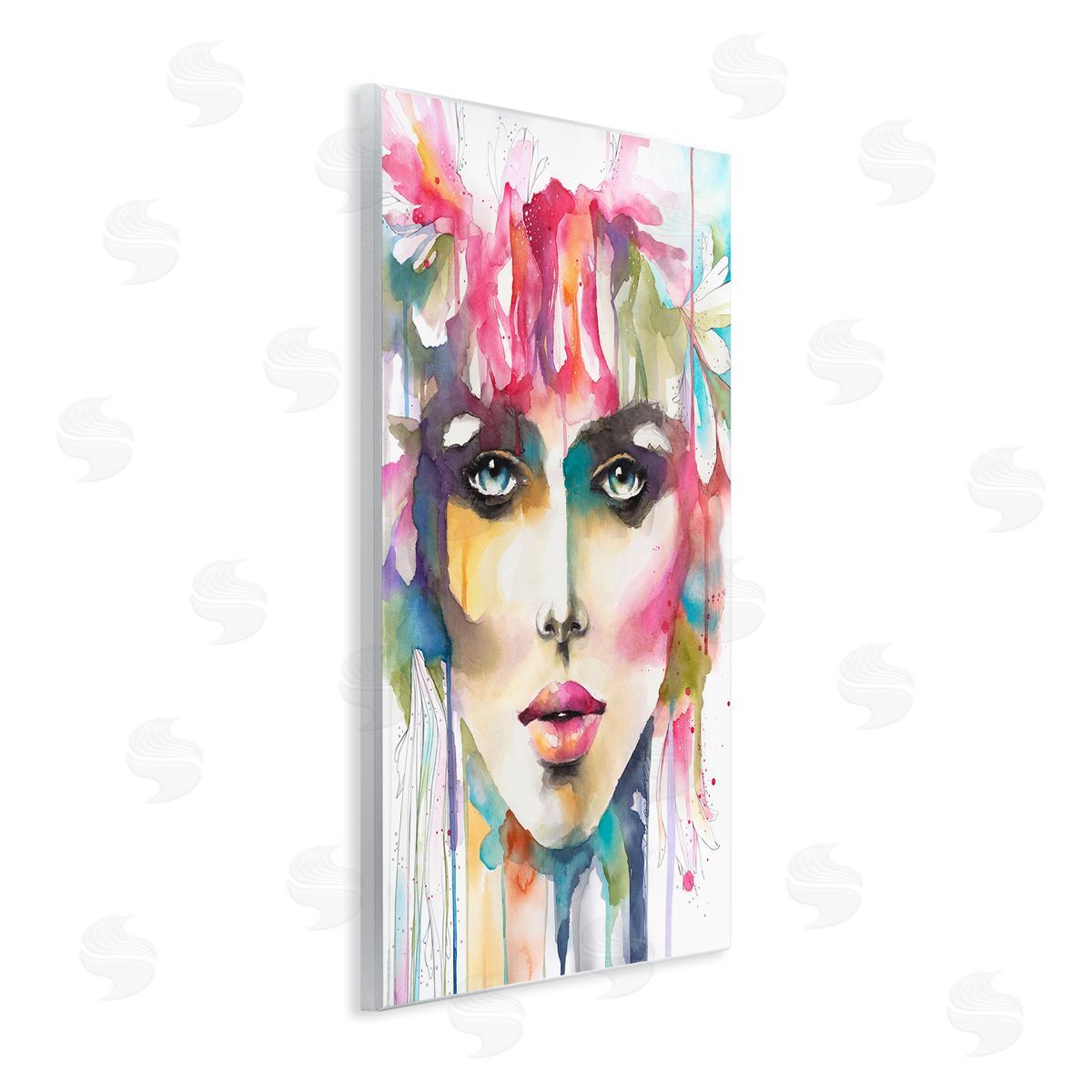 Elisaveta Stoilova Abstract Female Floral Crown Portrait Wall Plaque Art