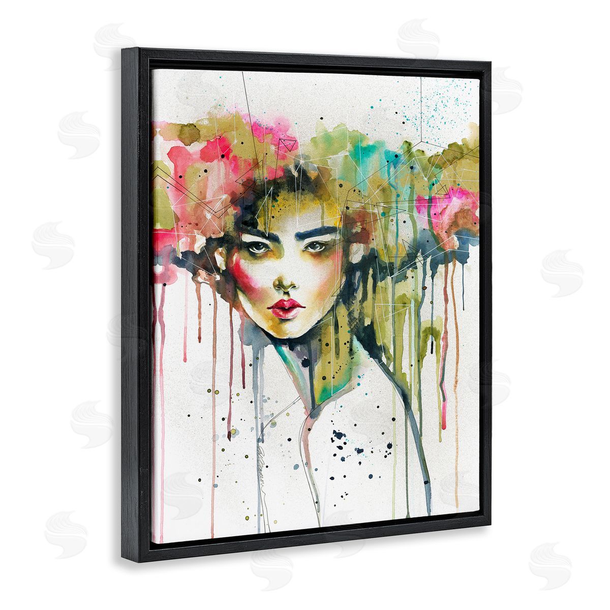 Elisaveta Stoilova Colorful Female Crown Portrait Black Floater Frame Canvas Art