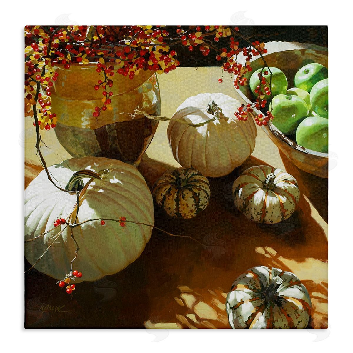 Heide Presse Autumn Pumpkin Harvest Table Canvas Wall Art