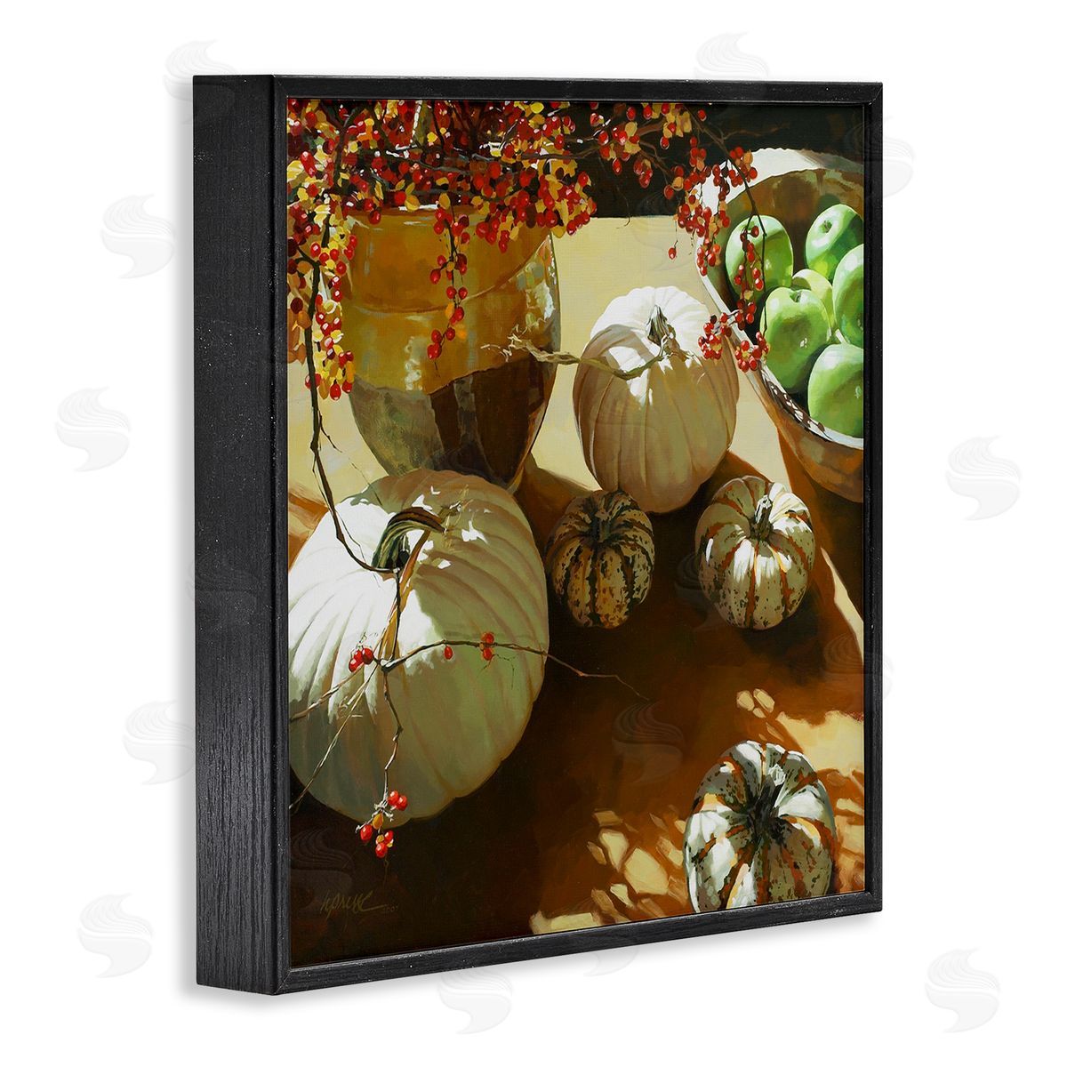 Heide Presse Autumn Pumpkin Harvest Table Black Framed Giclee Wall Art