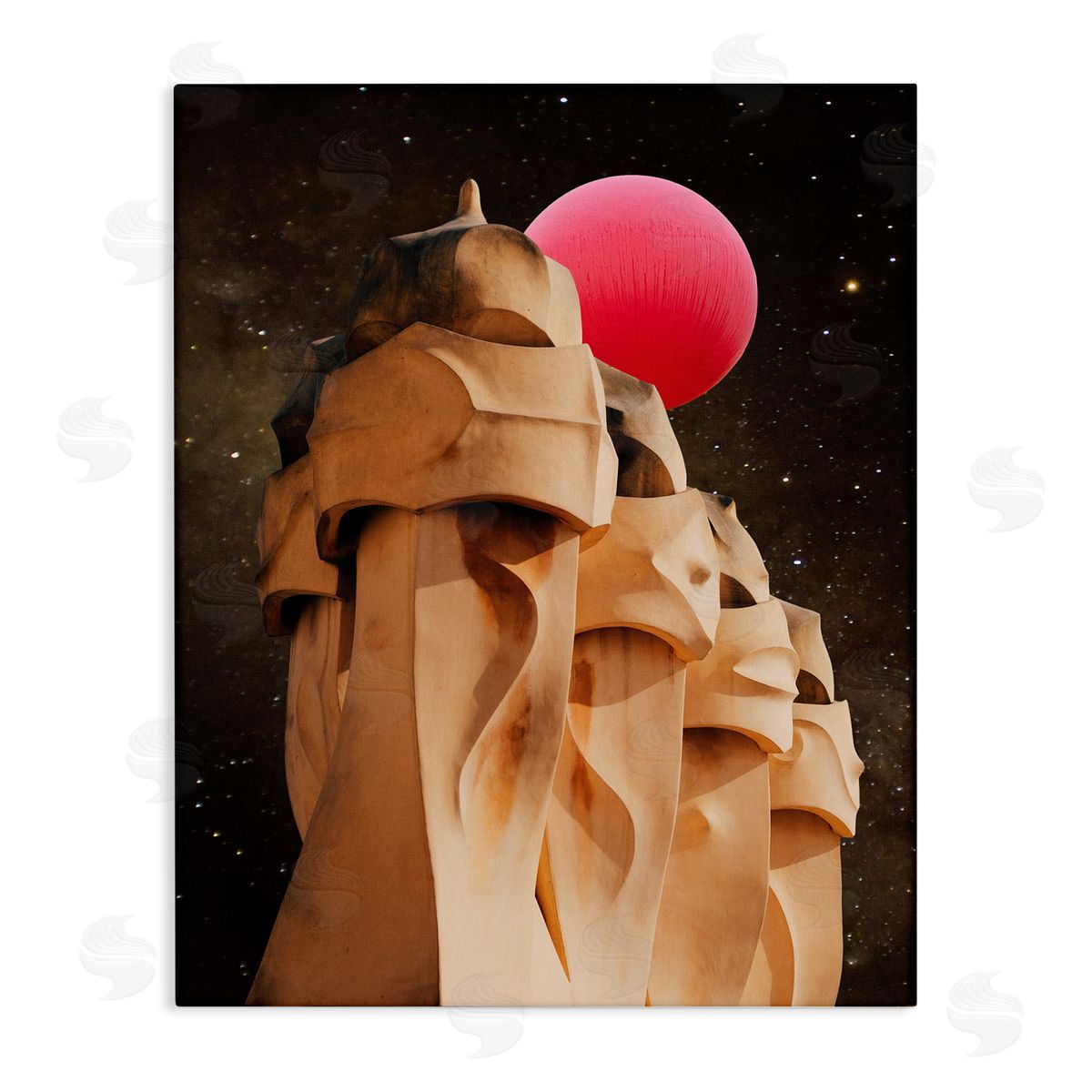 Ziwei Li Abstract Desert Pink Moon Constellations Canvas Wall Art