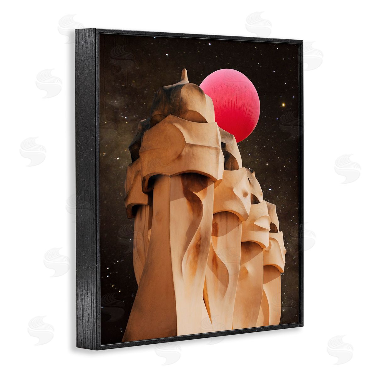 Ziwei Li Abstract Desert Pink Moon Constellations Black Framed Giclee Wall Art