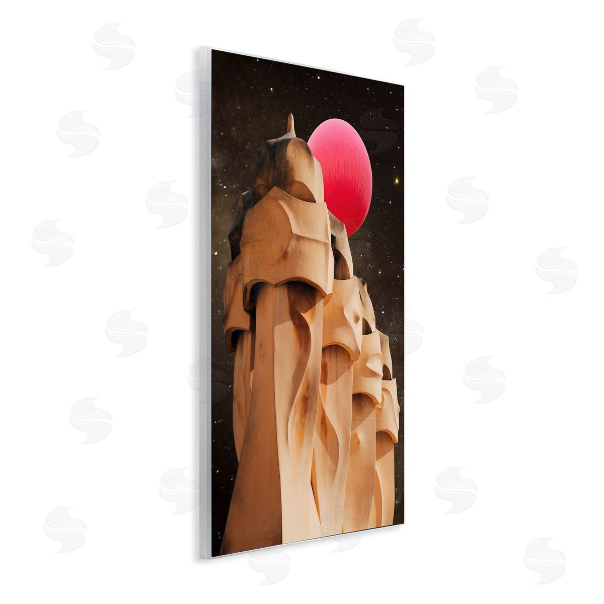 Ziwei Li Abstract Desert Pink Moon Constellations Wall Plaque Art