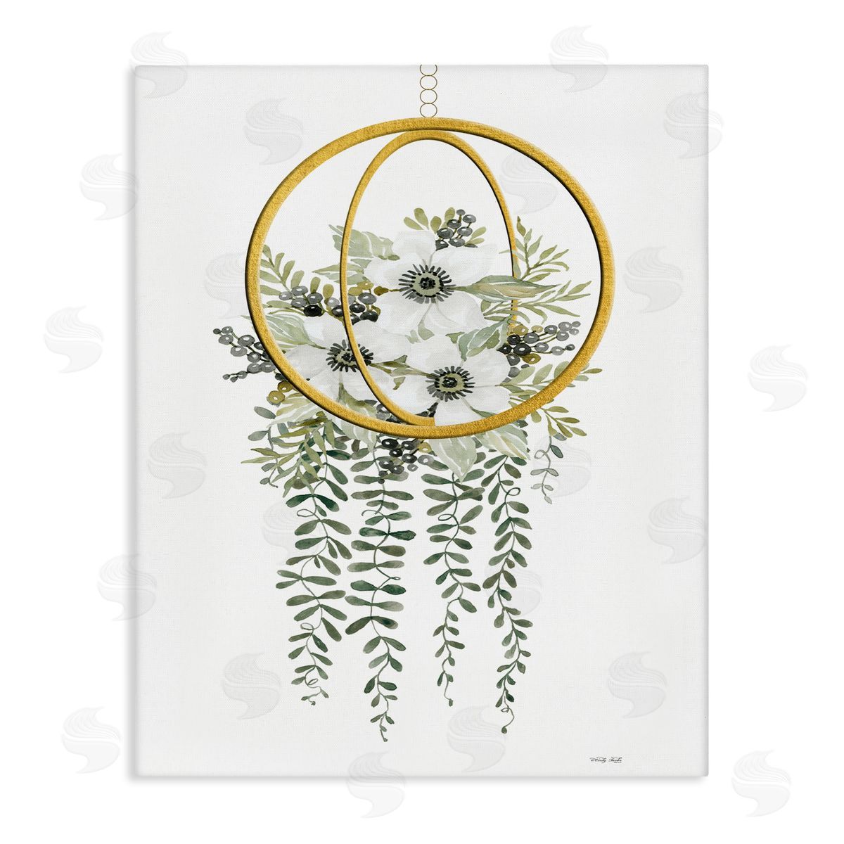Cindy Jacobs White Floral Vines Modern Planter Canvas Wall Art