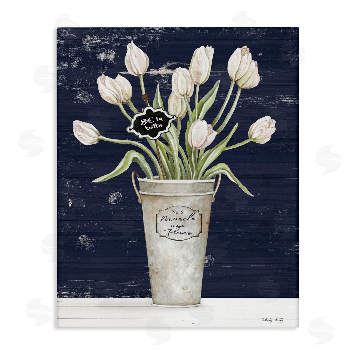 Cindy Jacobs Charming White Tulip Bouquet Canvas Wall Art
