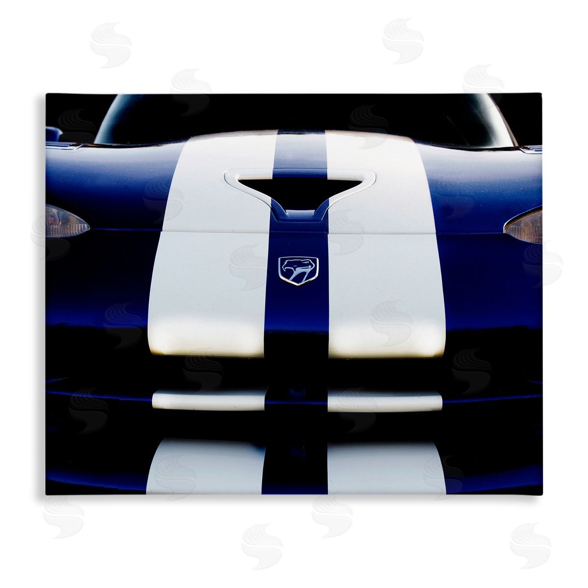 Clive Branson Up Close Blue White Sports Car Canvas Wall Art