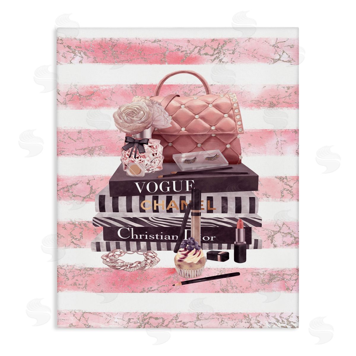 Ziwei Li Pink Quilted Purse Fashion Books Canvas Wall Art