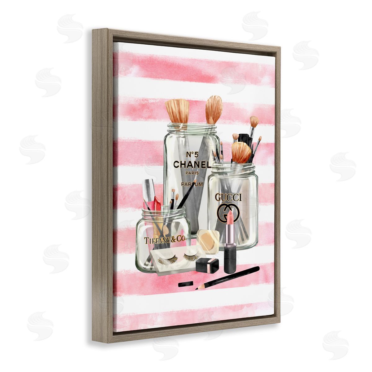Ziwei Li Fashion Jars Pink Cosmetic Accessories Brown Floater Frame Canvas Art