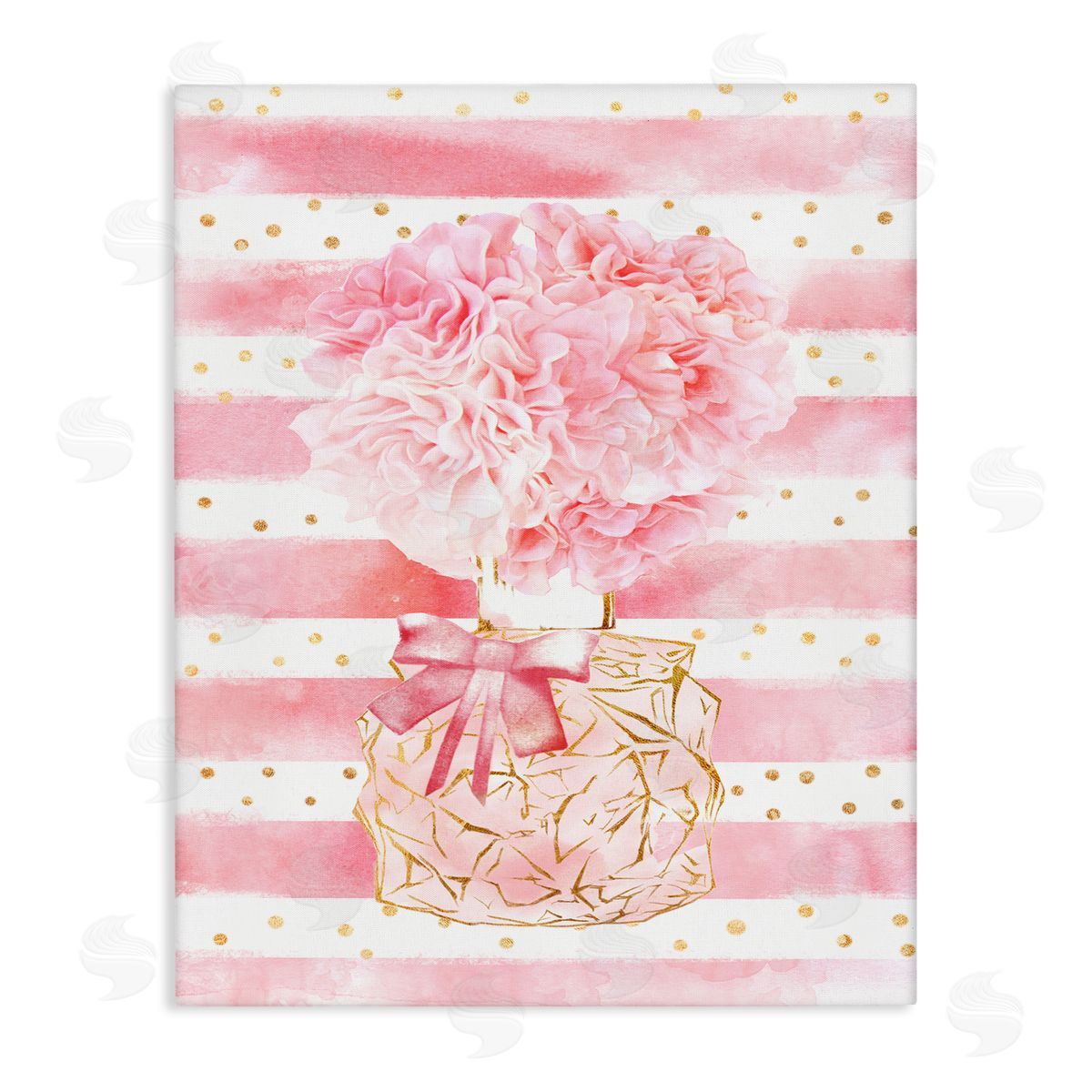 Ziwei Li Striped Pink Floral Fashion Bouquet Canvas Wall Art