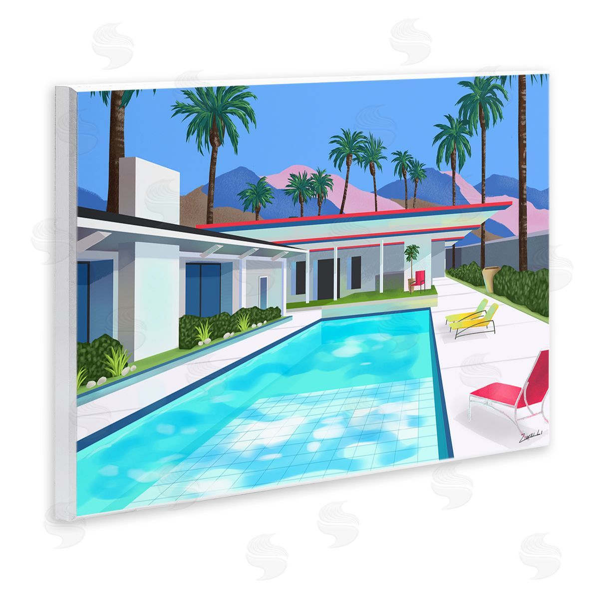 Ziwei Li Modern Pool Tropical Palm Trees Wall Plaque Art