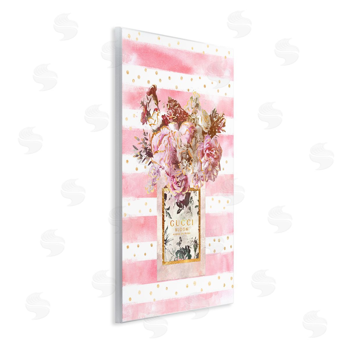 Ziwei Li Fashion Floral Vase Pink Stripes Wall Plaque Art