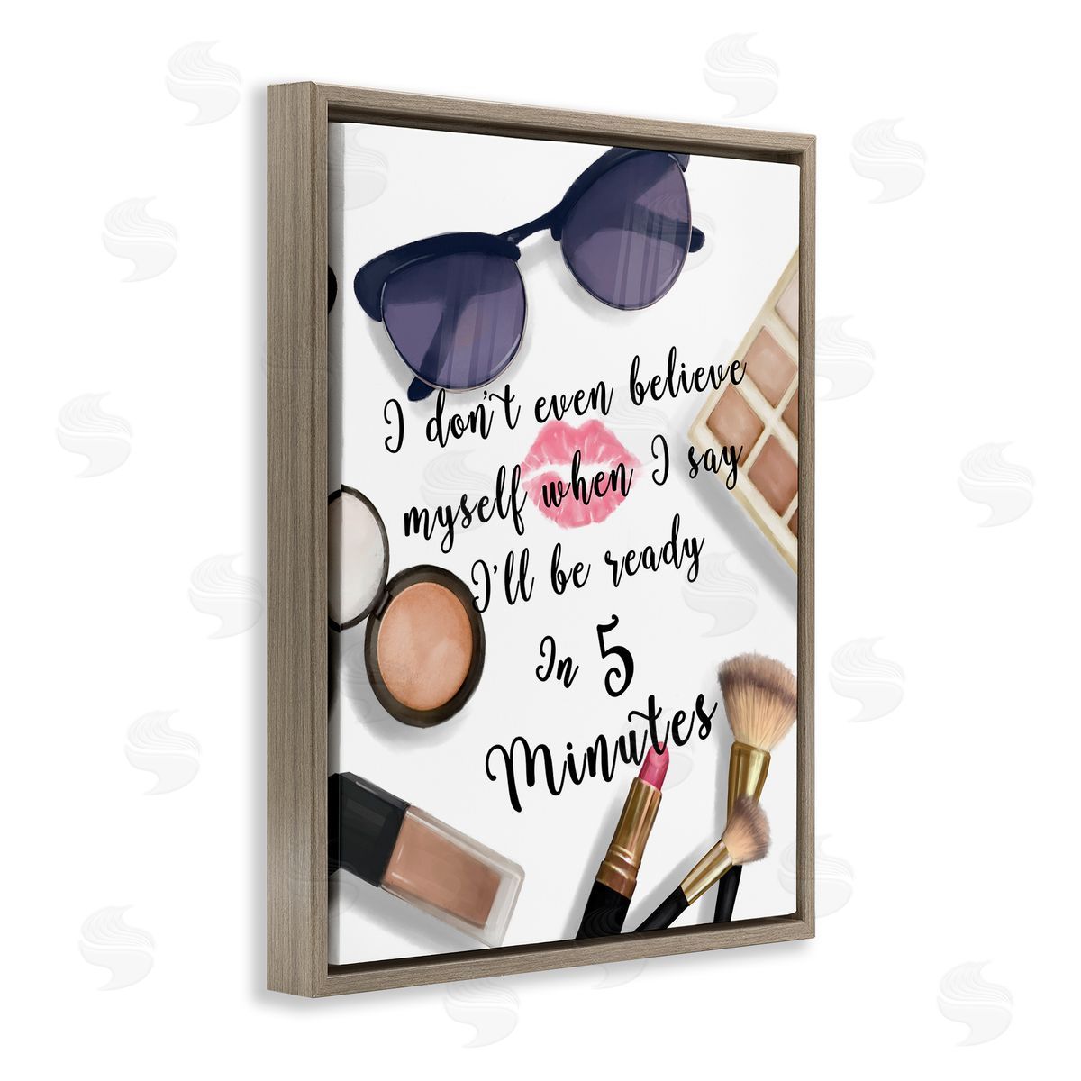 Ziwei Li Fashion Ready in Five Glam Humor Brown Floater Frame Canvas Art