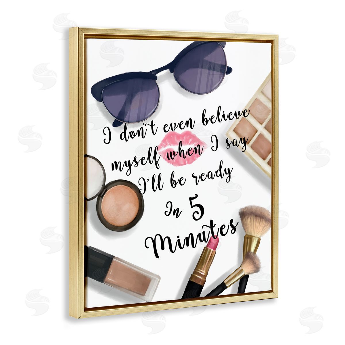 Ziwei Li Fashion Ready in Five Glam Humor Gold Floater Frame Canvas Art