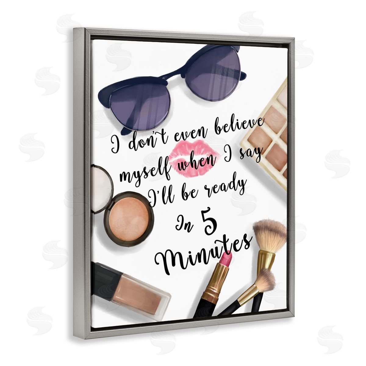 Ziwei Li Fashion Ready in Five Glam Humor Gray Floater Frame Canvas Art