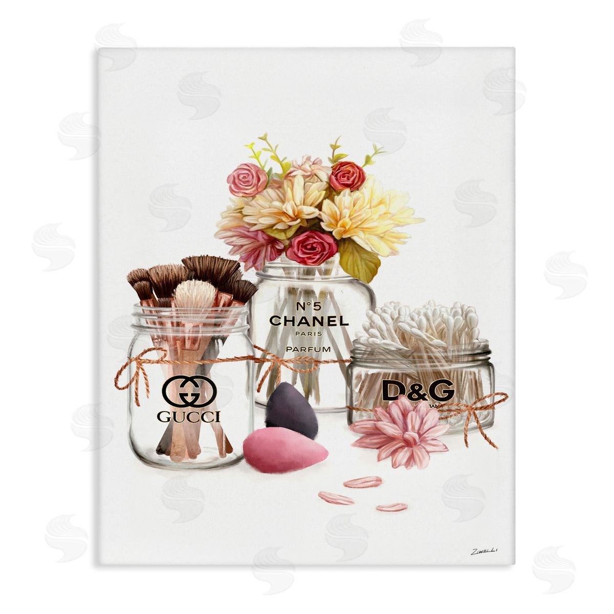 Ziwei Li Florals in Fashion Jars Toiletries Canvas Wall Art