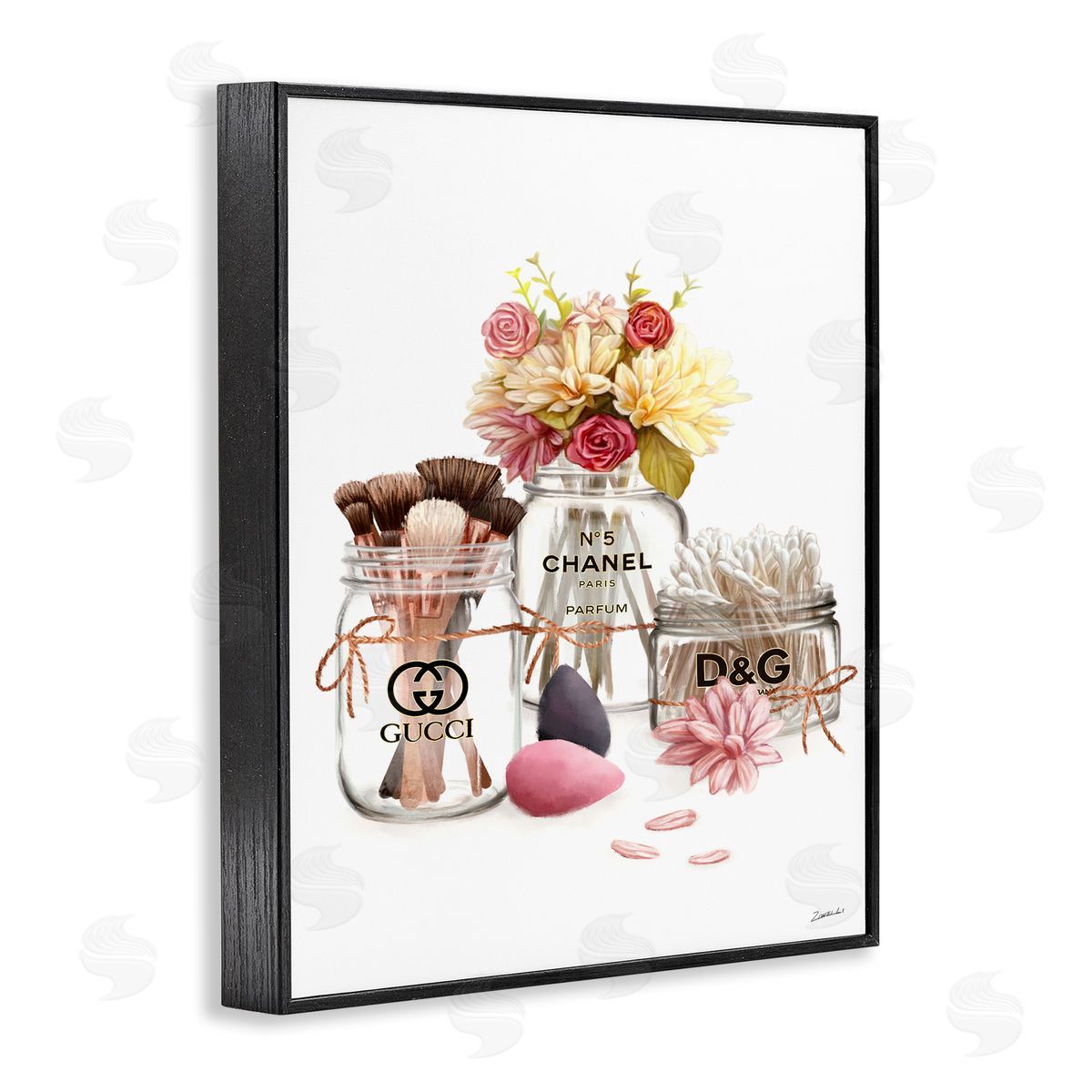 Ziwei Li Florals in Fashion Jars Toiletries Black Framed Giclee Wall Art