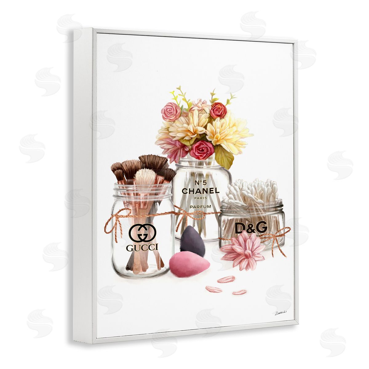 Ziwei Li Florals in Fashion Jars Toiletries White Framed Giclee Wall Art