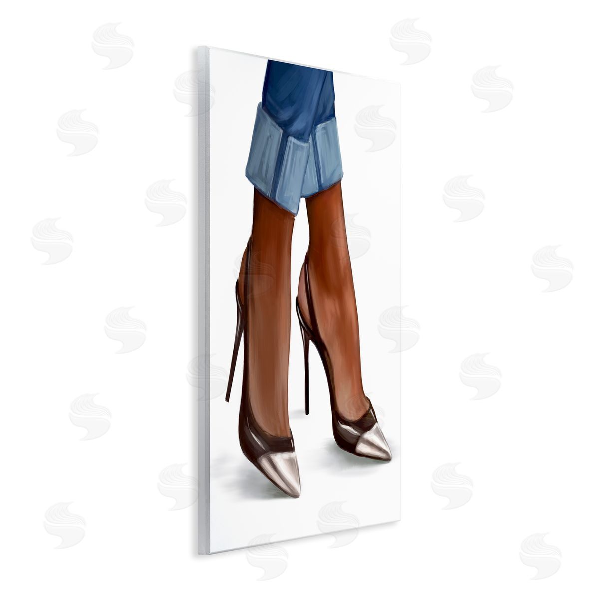 Ziwei Li Glam Toe Heels Cuffed Denim Wall Plaque Art