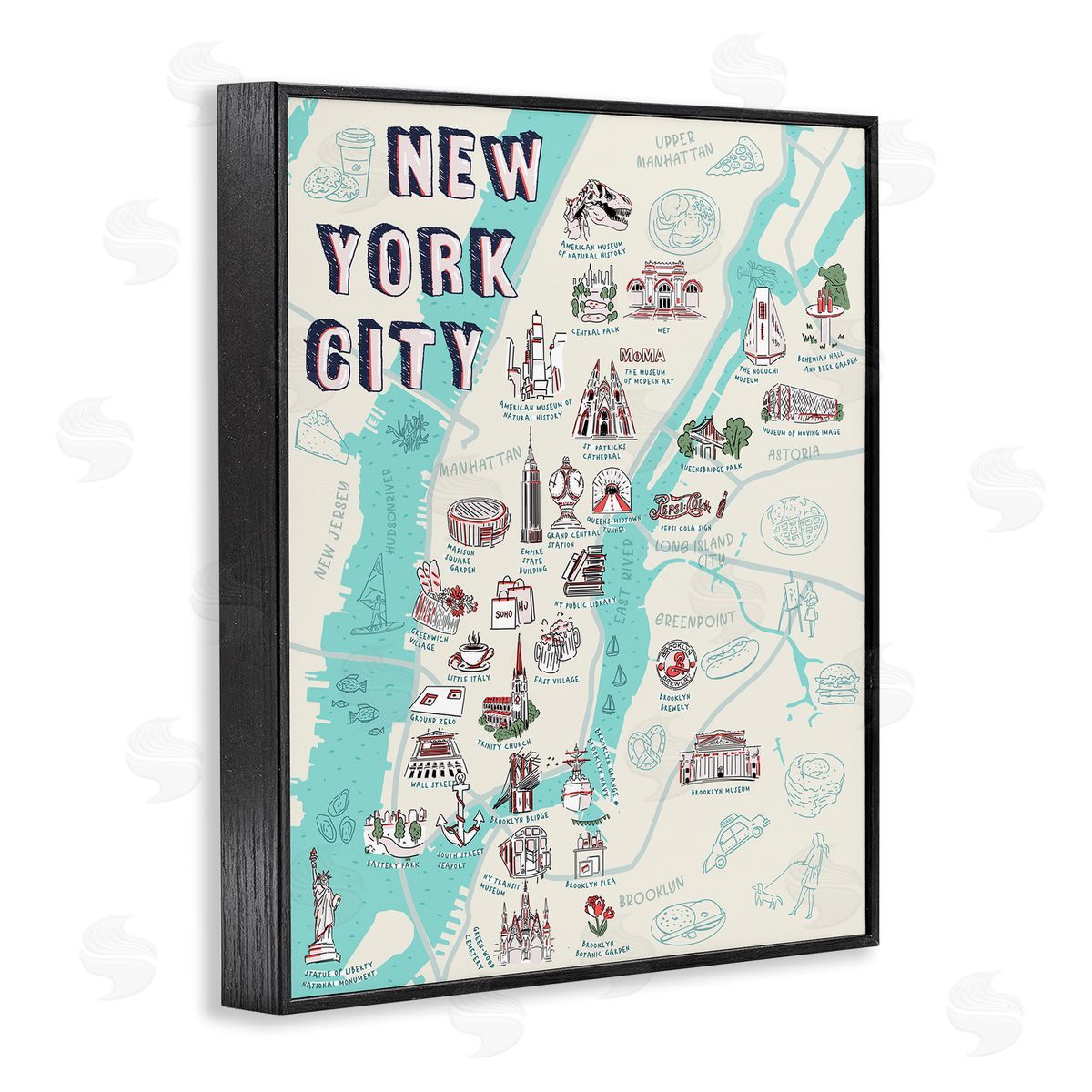 Ziwei Li New York City Tourist Attractions Black Framed Giclee Wall Art