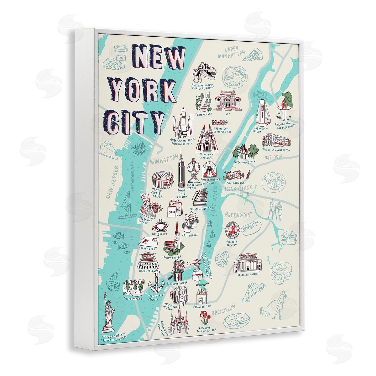 Ziwei Li New York City Tourist Attractions White Framed Giclee Wall Art