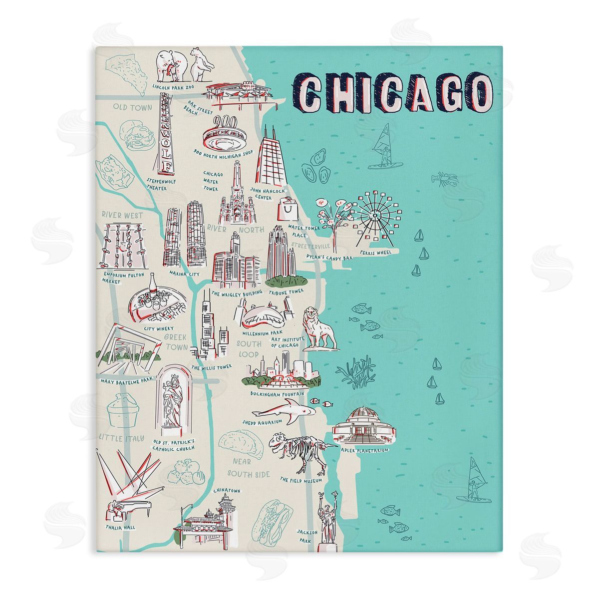 Ziwei Li Chicago Illinois Tourist Destinations Canvas Wall Art