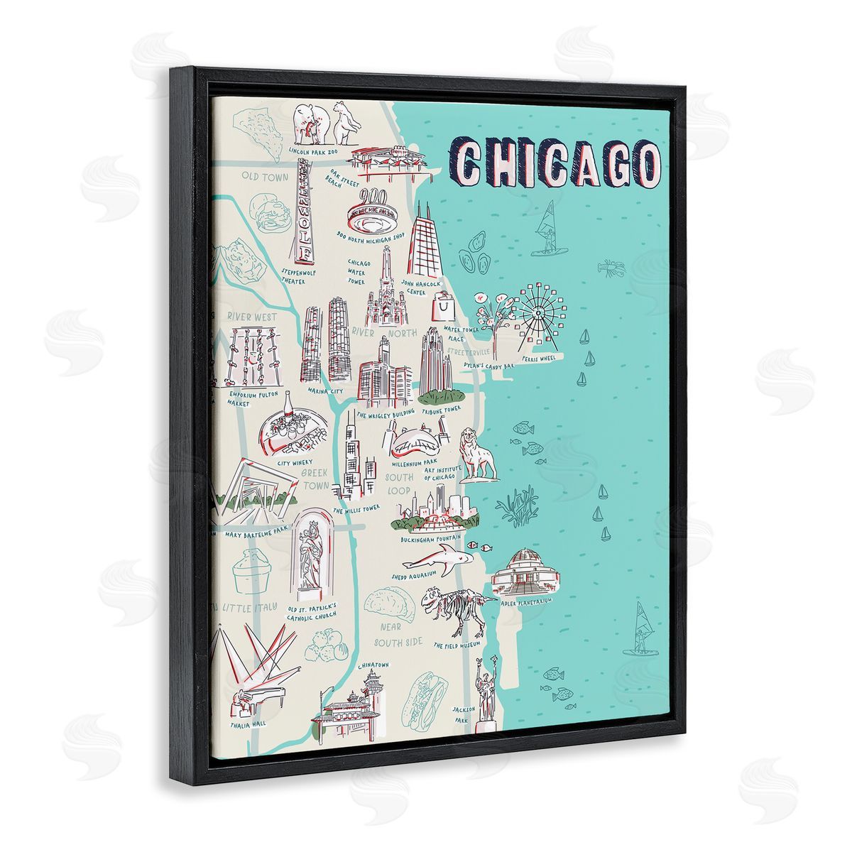 Ziwei Li Chicago Illinois Tourist Destinations Black Floater Frame Canvas Art