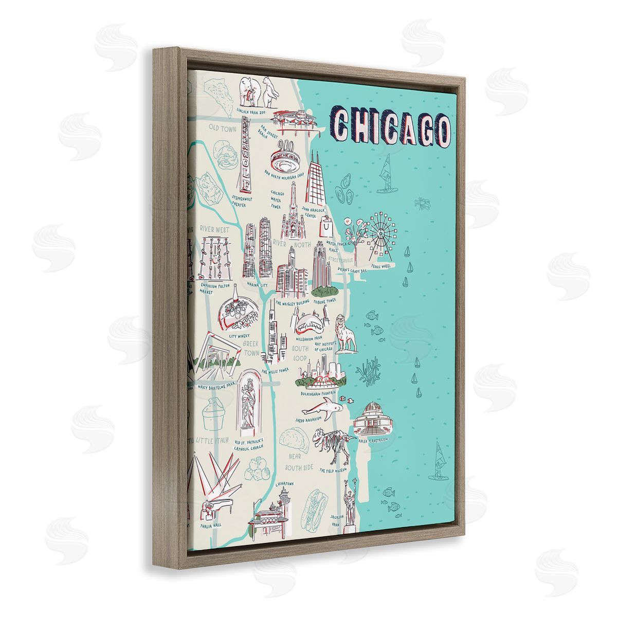 Ziwei Li Chicago Illinois Tourist Destinations Brown Floater Frame Canvas Art