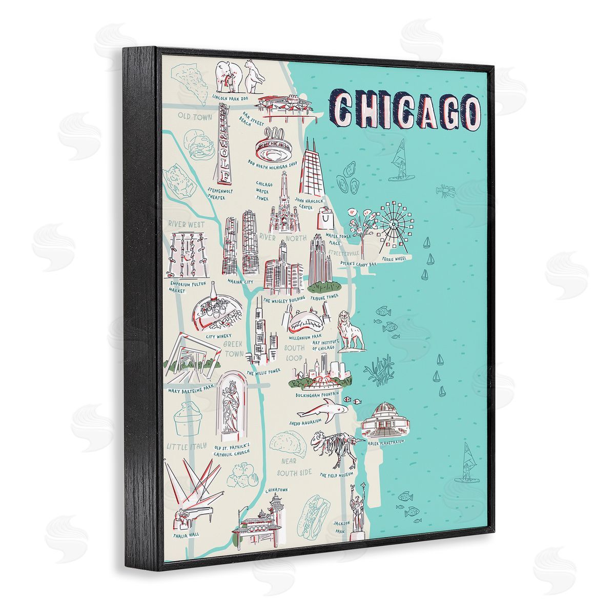 Ziwei Li Chicago Illinois Tourist Destinations Black Framed Giclee Wall Art