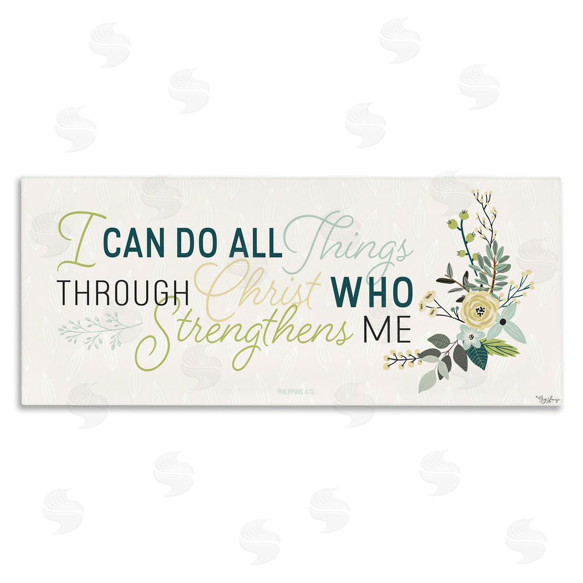 Gigi Louise He Strengthens Me Faith Based Quote Canvas Wall Art