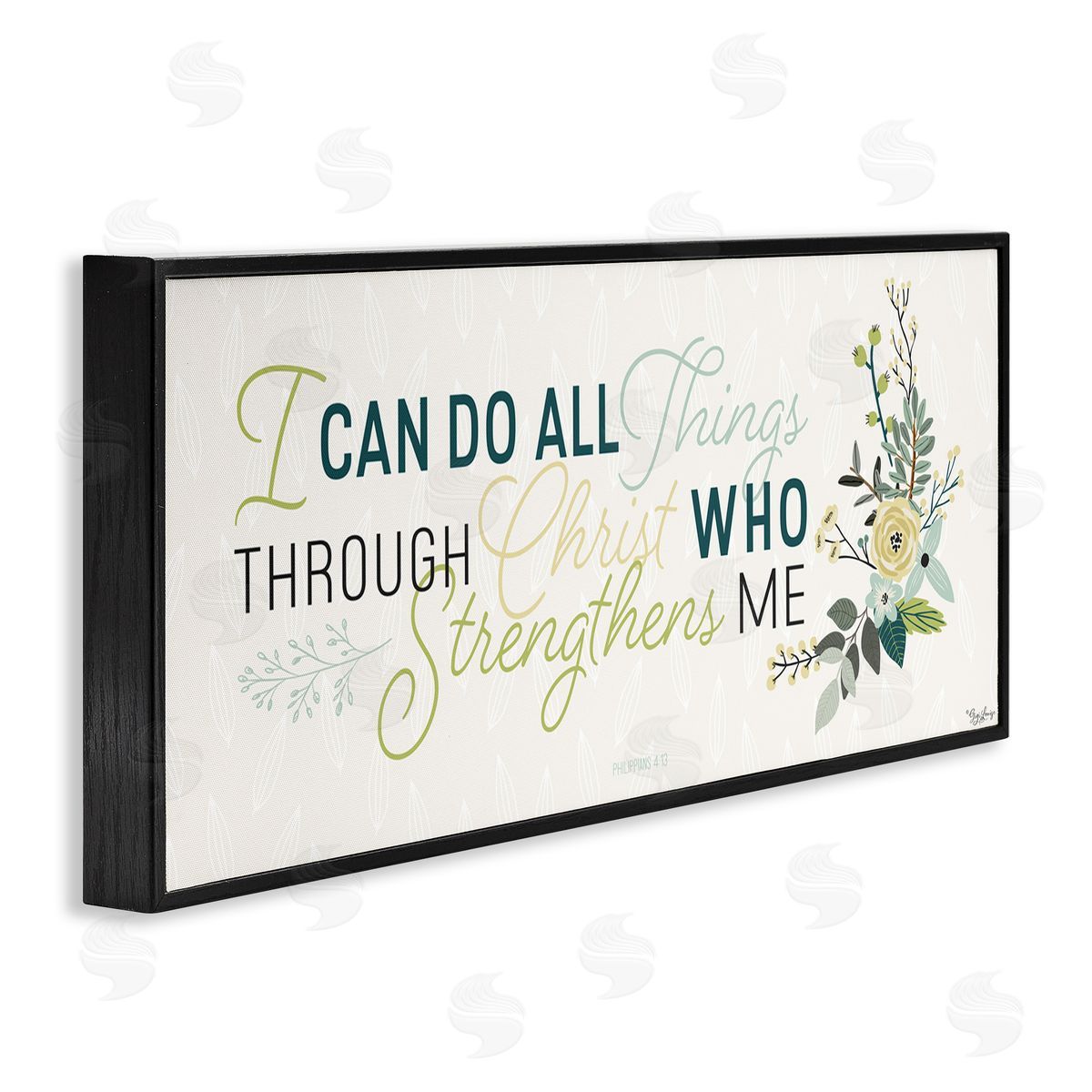 Gigi Louise He Strengthens Me Faith Based Quote Black Framed Giclee Wall Art
