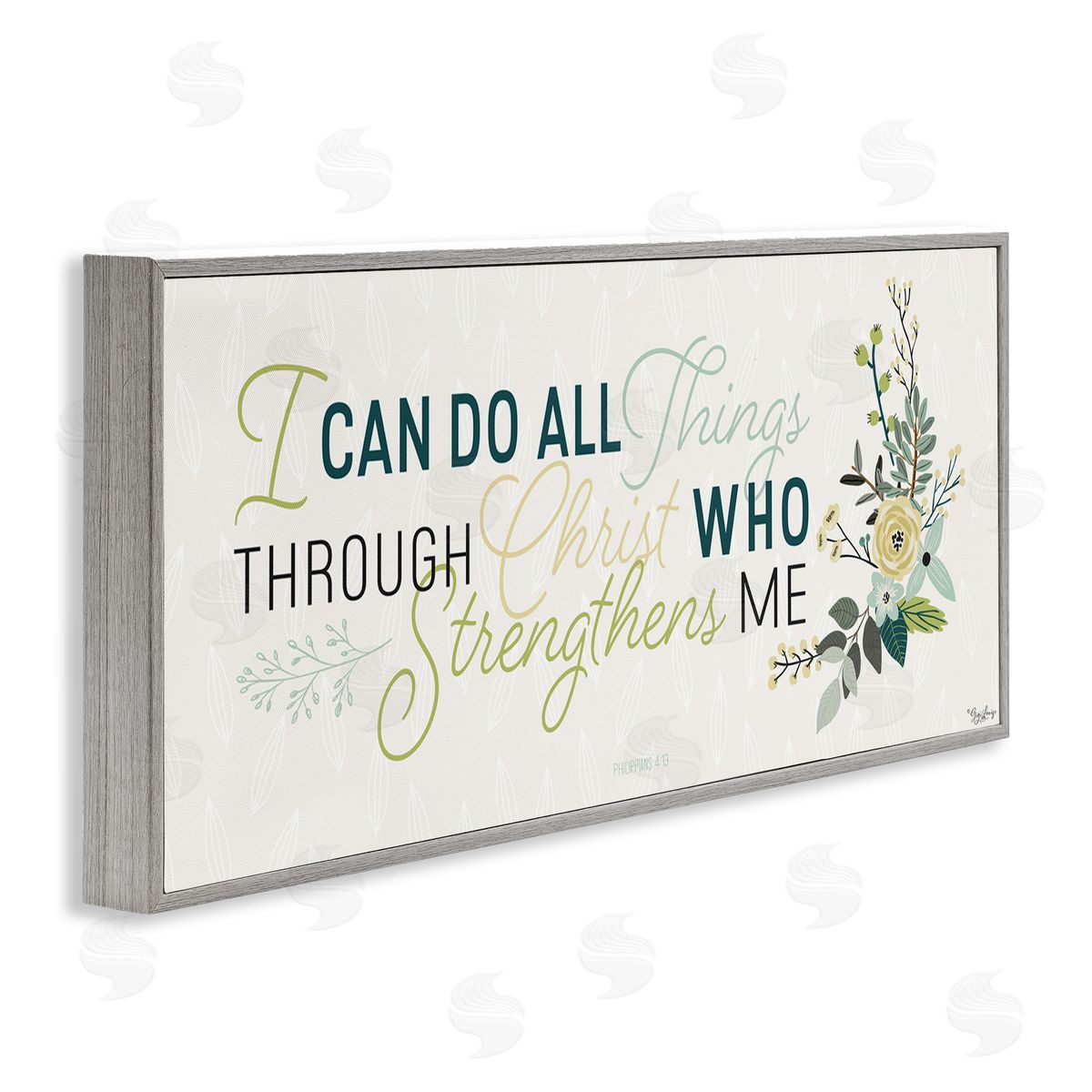 Gigi Louise He Strengthens Me Faith Based Quote Gray Framed Giclee Wall Art