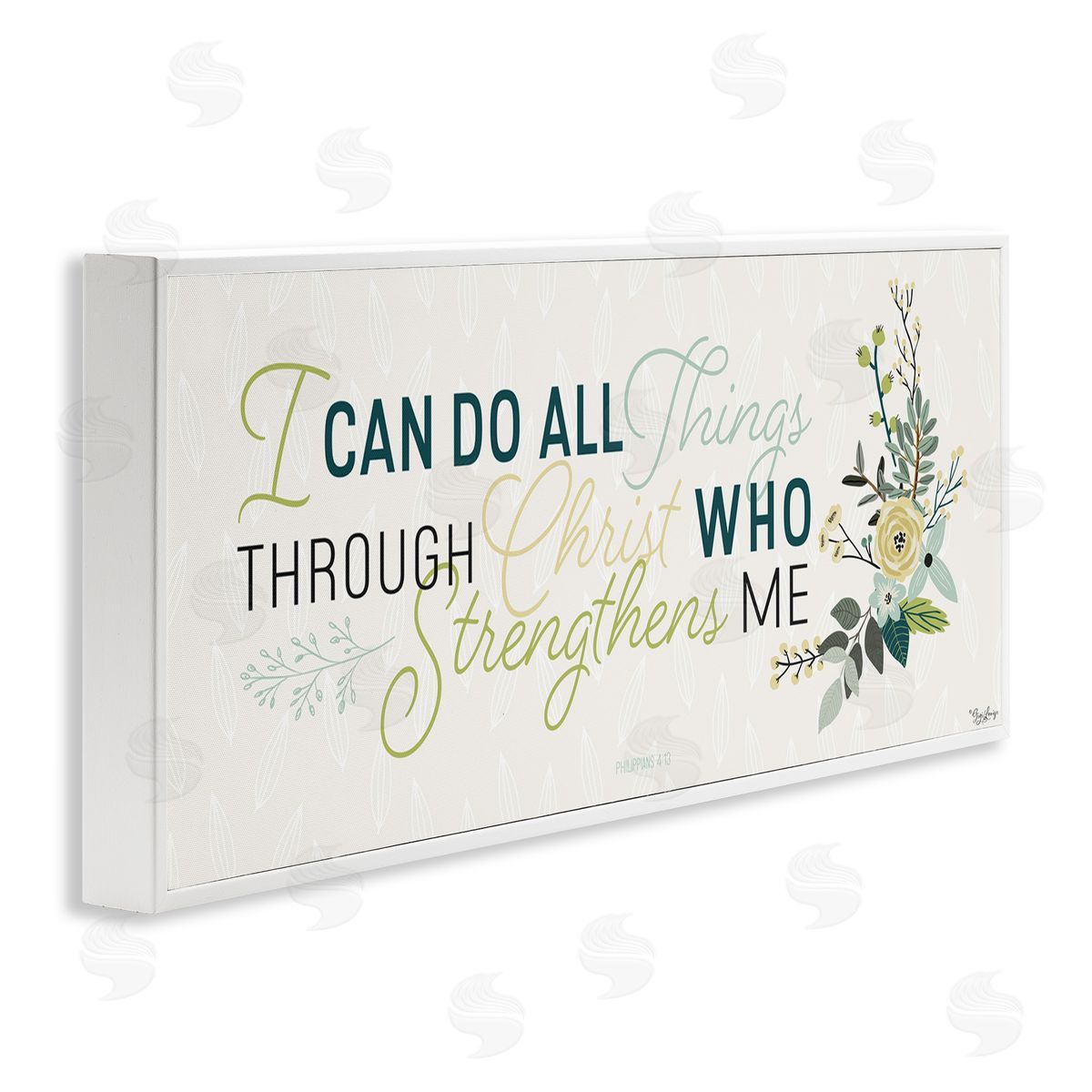 Gigi Louise He Strengthens Me Faith Based Quote White Framed Giclee Wall Art